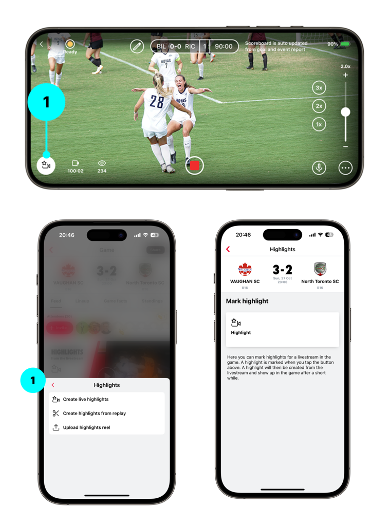 Streaming view — Highlight button
